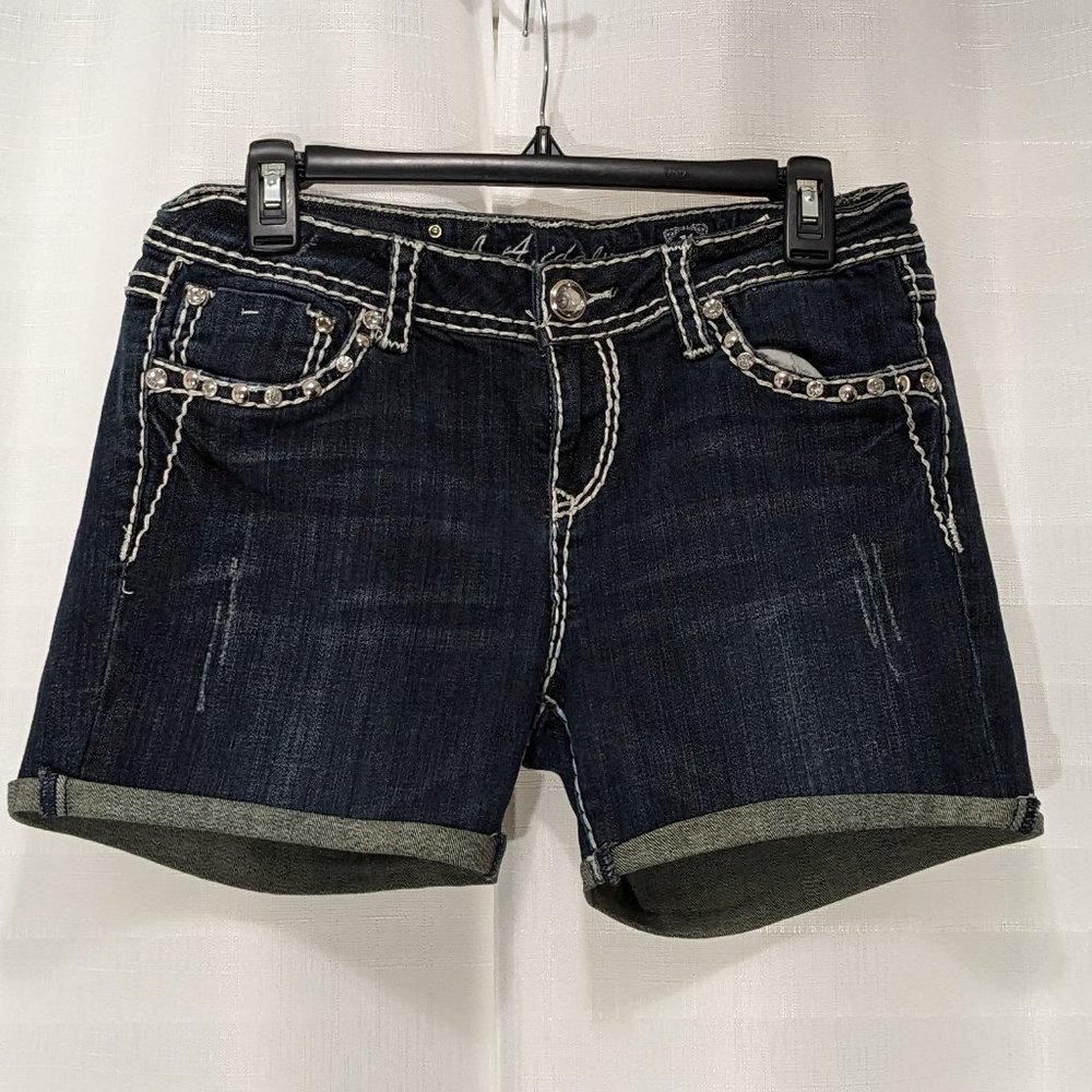 L.A. Idol USA  FLEUR DE LIS  Pockets Denim Jean Shorts Size 11 Blue